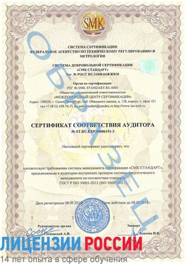 Образец сертификата соответствия аудитора №ST.RU.EXP.00006191-3 Кодинск Сертификат ISO 50001